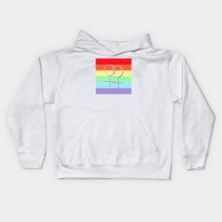 Lesbian Pride Symbol with LGBT Rainbow Flag Kids Hoodie